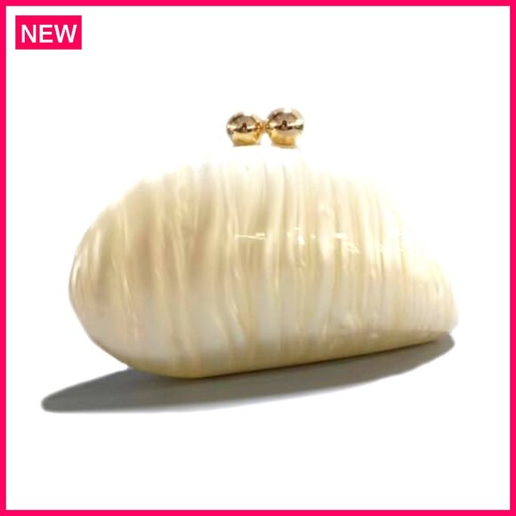Acrylic Shell Clutch Evening Bag with Chain for Wedding Party Prom